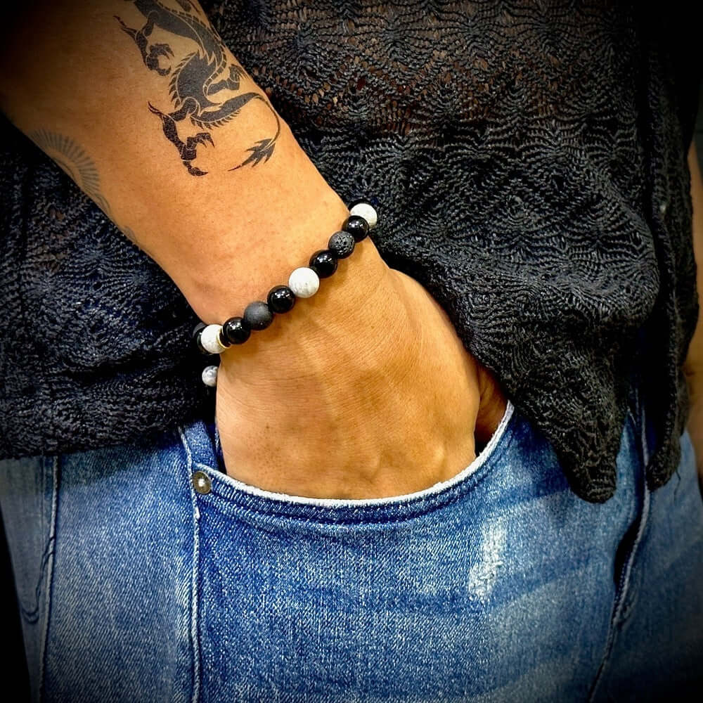 MAGIC NIGHT-- Beads Bracelet with Natural Stone - Stretch / Adjustable Bracelet for Men & Boys - THE MEN THING