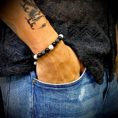 MAGIC NIGHT-- Beads Bracelet with Natural Stone - Stretch / Adjustable Bracelet for Men & Boys - THE MEN THING