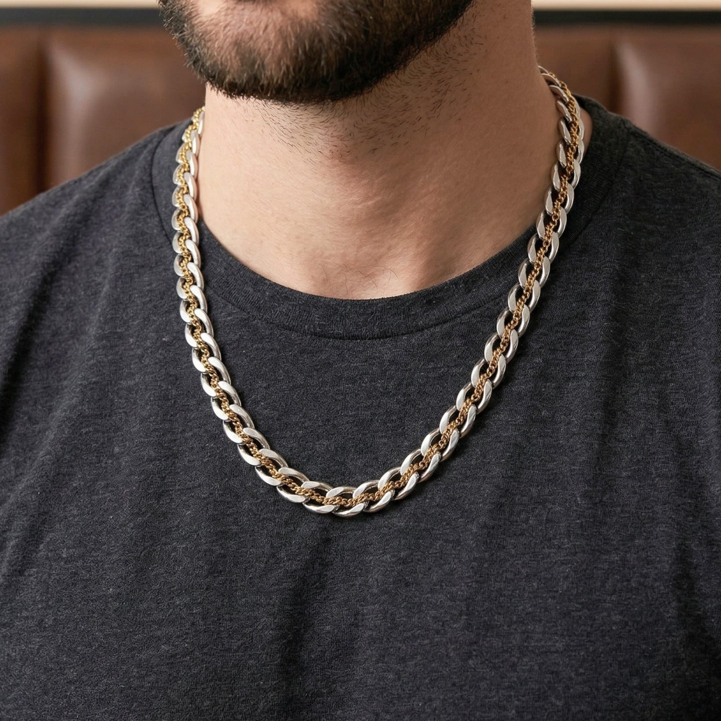 MAJESTA LINK - 10mm Pure Stainless Steel 19 to 21 inch Adjustable Chain for Men & Boys - THE MEN THING