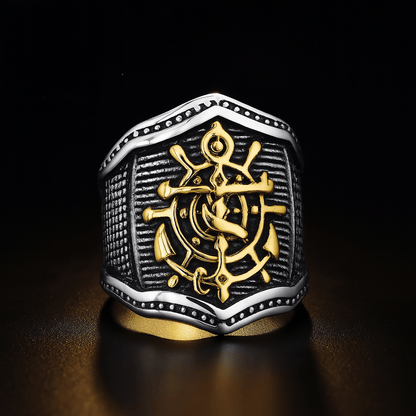 MAJESTIC ANCHOR - Pure Stainless Steel Men’s Steel-Plated Ring – Statement Luxury Jewelry (Size : 18-23-27) - THE MEN THING