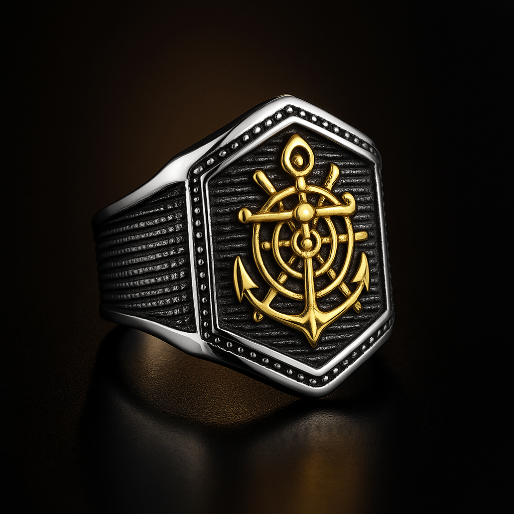 MAJESTIC ANCHOR - Pure Stainless Steel Men’s Steel-Plated Ring – Statement Luxury Jewelry (Size : 18-23-27) - THE MEN THING
