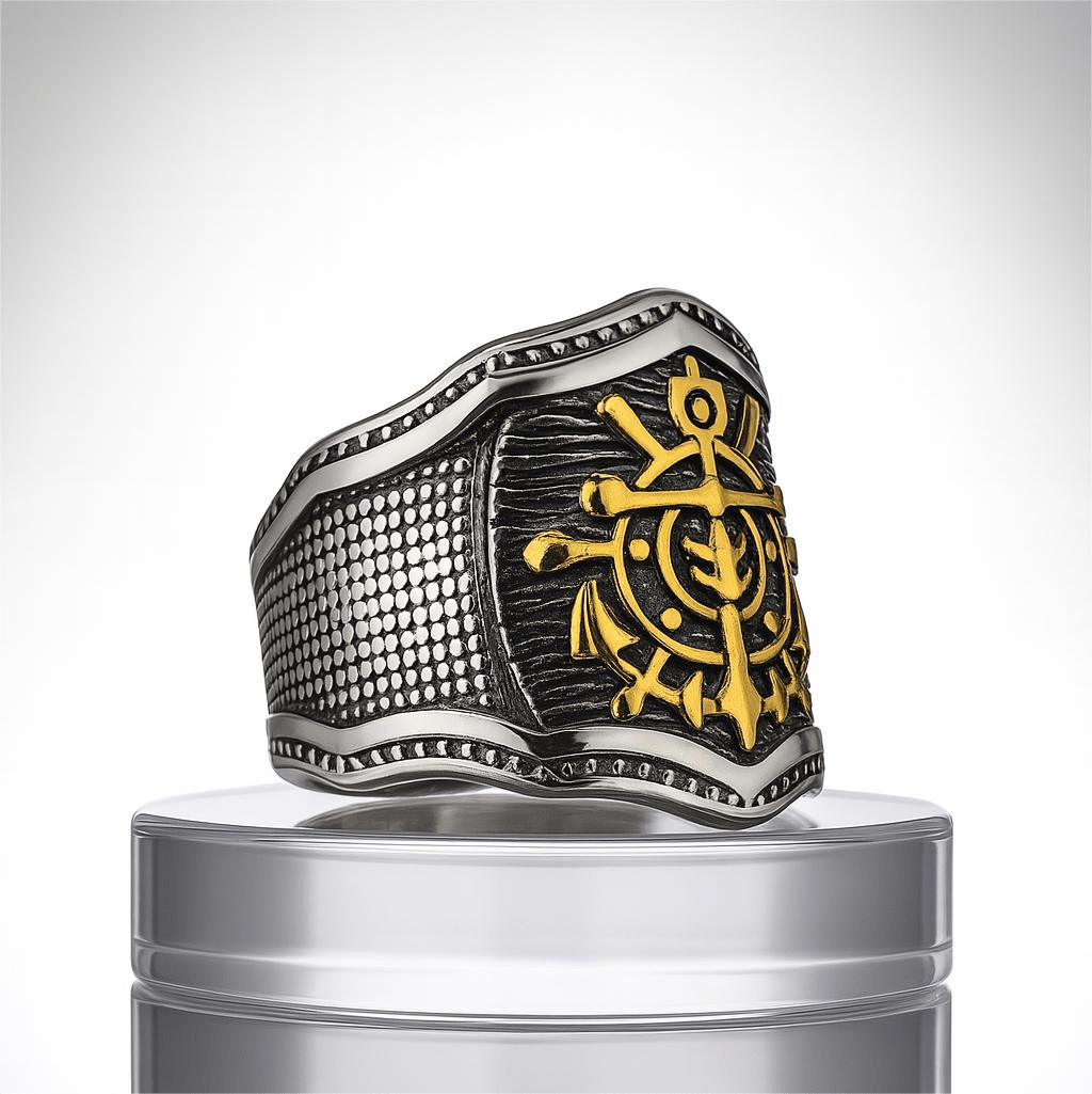 MAJESTIC ANCHOR - Pure Stainless Steel Men’s Steel-Plated Ring – Statement Luxury Jewelry (Size : 18-23-27) - THE MEN THING