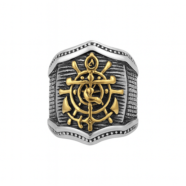 MAJESTIC ANCHOR - Pure Stainless Steel Men’s Steel-Plated Ring – Statement Luxury Jewelry (Size : 18-23-27)