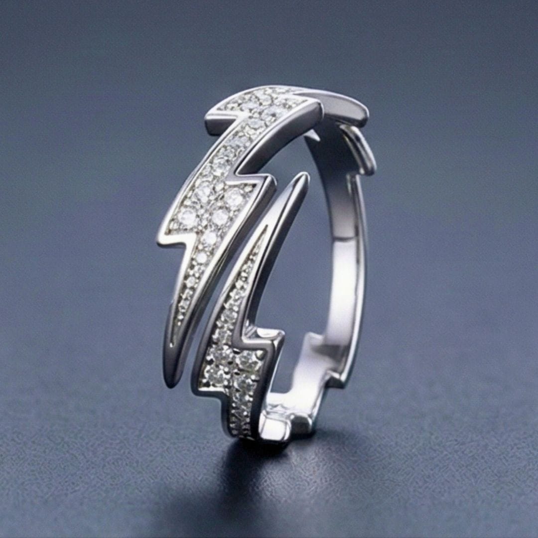 MAJESTIC LIGHTNING - Pure Stainless Steel Men’s Steel-Plated Ring (Size : 21) - THE MEN THING