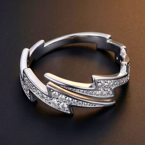 MAJESTIC LIGHTNING - Pure Stainless Steel Men’s Steel-Plated Ring (Size : 21)