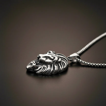 MAJESTY LION HEAD - 28mm Titanium Steel Pendant with 24inch Round Box 5mm Chain for Men & Boys - THE MEN THING