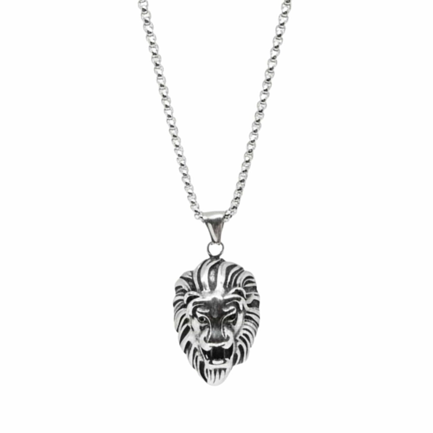 MAJESTY LION HEAD - 28mm Titanium Steel Pendant with 24inch Round Box 5mm Chain for Men & Boys - THE MEN THING