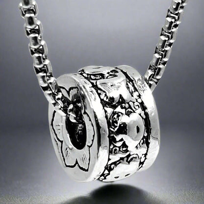MANTRA ROUND - Alloy Round Mantra Pendant with Pure Stainless Steel 24inch Chain for Men, Milan trending Style - Round Box Chain & Pendant for Men & Boy — SS Pendant/ Necklace for Men | THE MEN THING