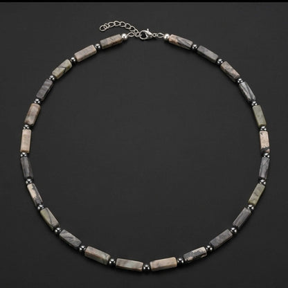MARBLIX - 5mm Beads Necklace with Natural Stone Mens & Boys (17-19 inch with adjustable cable chain) — Pearl / Bead Necklace for Men | THE MEN THING