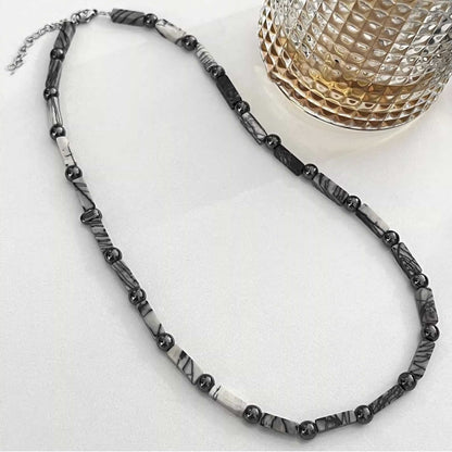 MARBLIX - 5mm Beads Necklace with Natural Stone Mens & Boys (17-19 inch with adjustable cable chain) — Pearl / Bead Necklace for Men | THE MEN THING