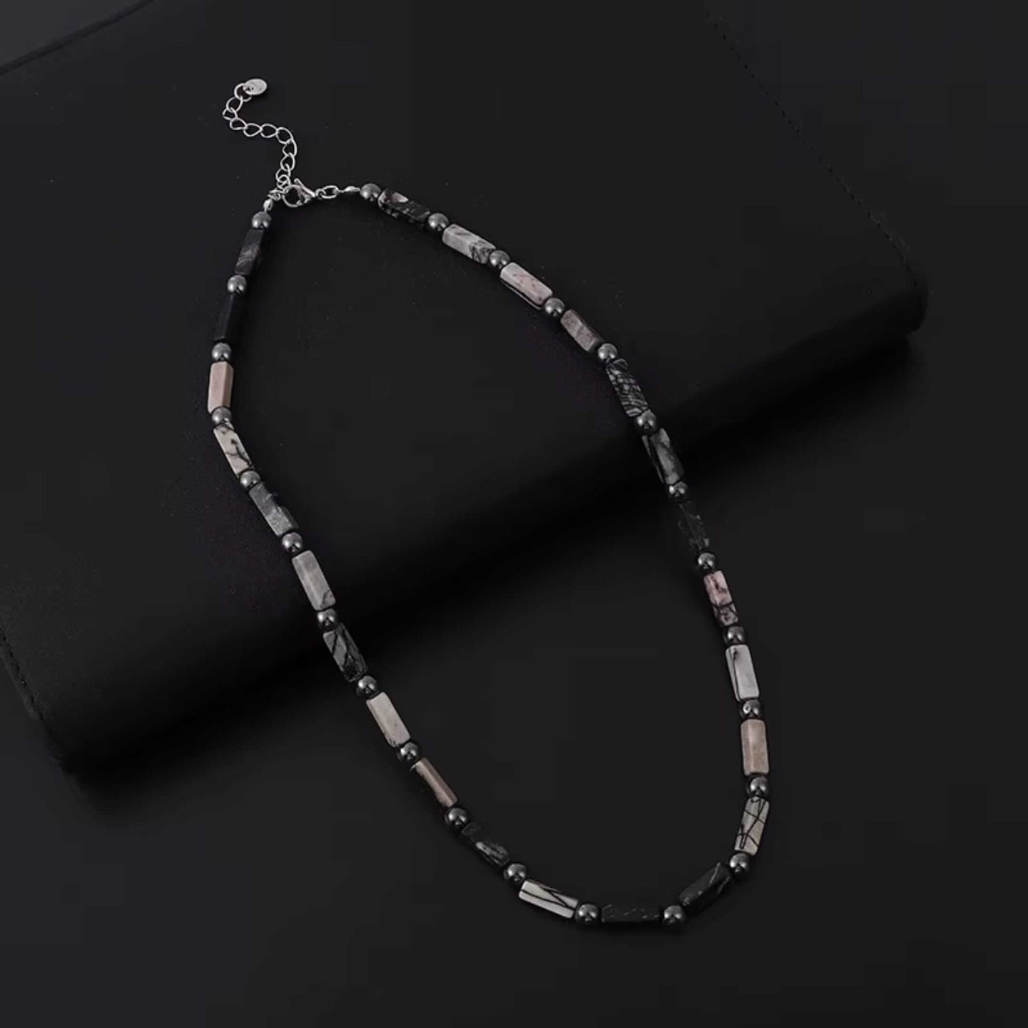 MARBLIX - 5mm Beads Necklace with Natural Stone Mens & Boys (17-19 inch with adjustable cable chain) — Pearl / Bead Necklace for Men | THE MEN THING