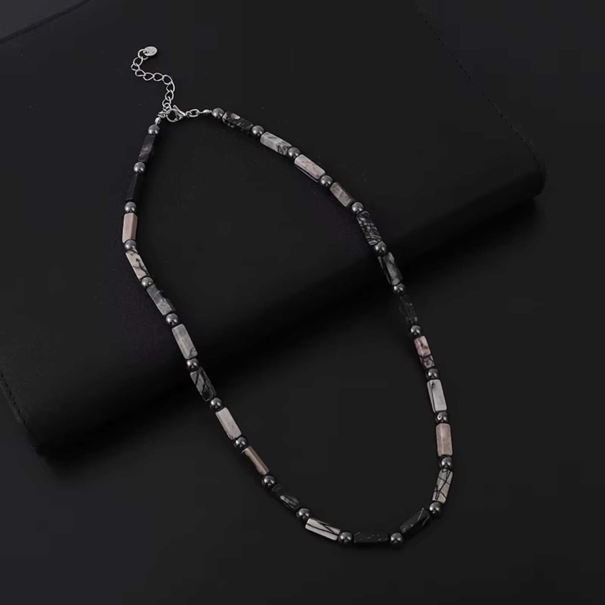 MARBLIX - 5mm Beads Necklace with Natural Stone Mens & Boys (17-19 inch with adjustable cable chain) — Pearl / Bead Necklace for Men | THE MEN THING