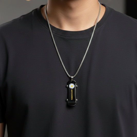MARGUERITE SKATE - 19mm Pure Titanium Steel  Pendant with 27inch Round Box 4mm Chain for Men & Boys - THE MEN THING