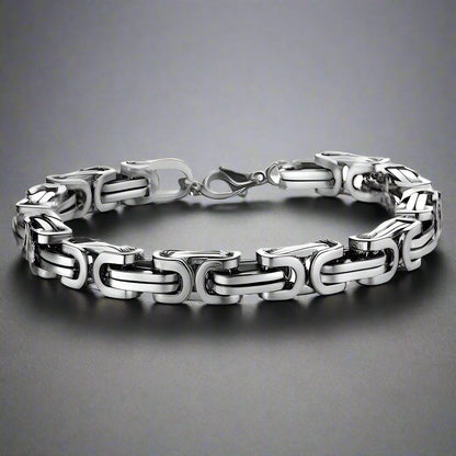 MASCULINE -  8mm Stainless Steel Bracelet, American trending Style, 7 to 9 inch with Lobster Claw Buckle for Men & Boys - THE MEN THING