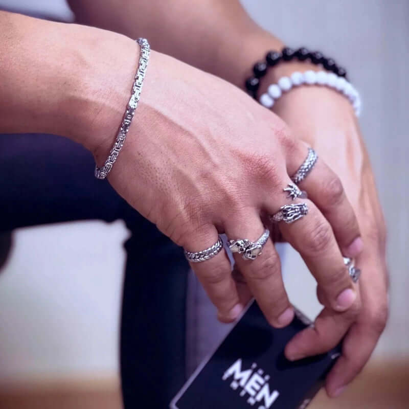 MASCULINE BYZANTINE - 4mm Pure Stainless Steel Bracelet American trending Style, 7 to 9 inch with Lobster Claw Buckle for Men & Boys - THE MEN THING