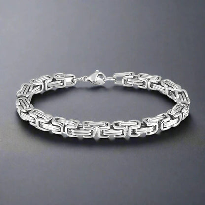 MASCULINE BYZANTINE - 4mm Pure Stainless Steel Bracelet American trending Style, 7 to 9 inch with Lobster Claw Buckle for Men & Boys - THE MEN THING