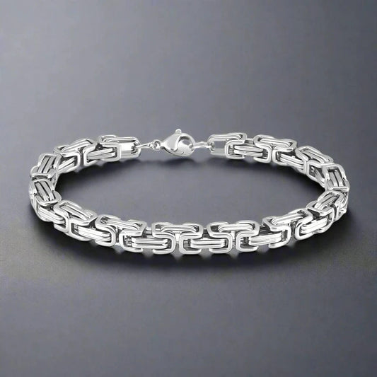 MASCULINE BYZANTINE - 4mm Pure Stainless Steel Bracelet American trending Style, 7 to 9 inch with Lobster Claw Buckle for Men & Boys - THE MEN THING