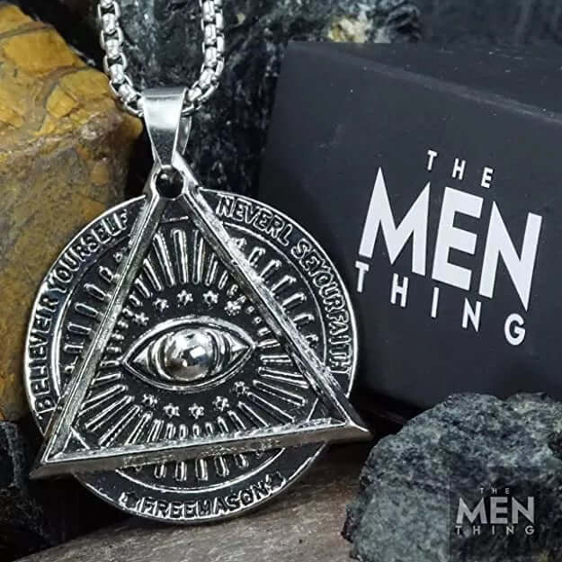 MASONIC EYE - Alloy Pendant with Pure Stainless Steel  Round Box Chain, European trending Style for Men & Boys (24 inch) - THE MEN THING