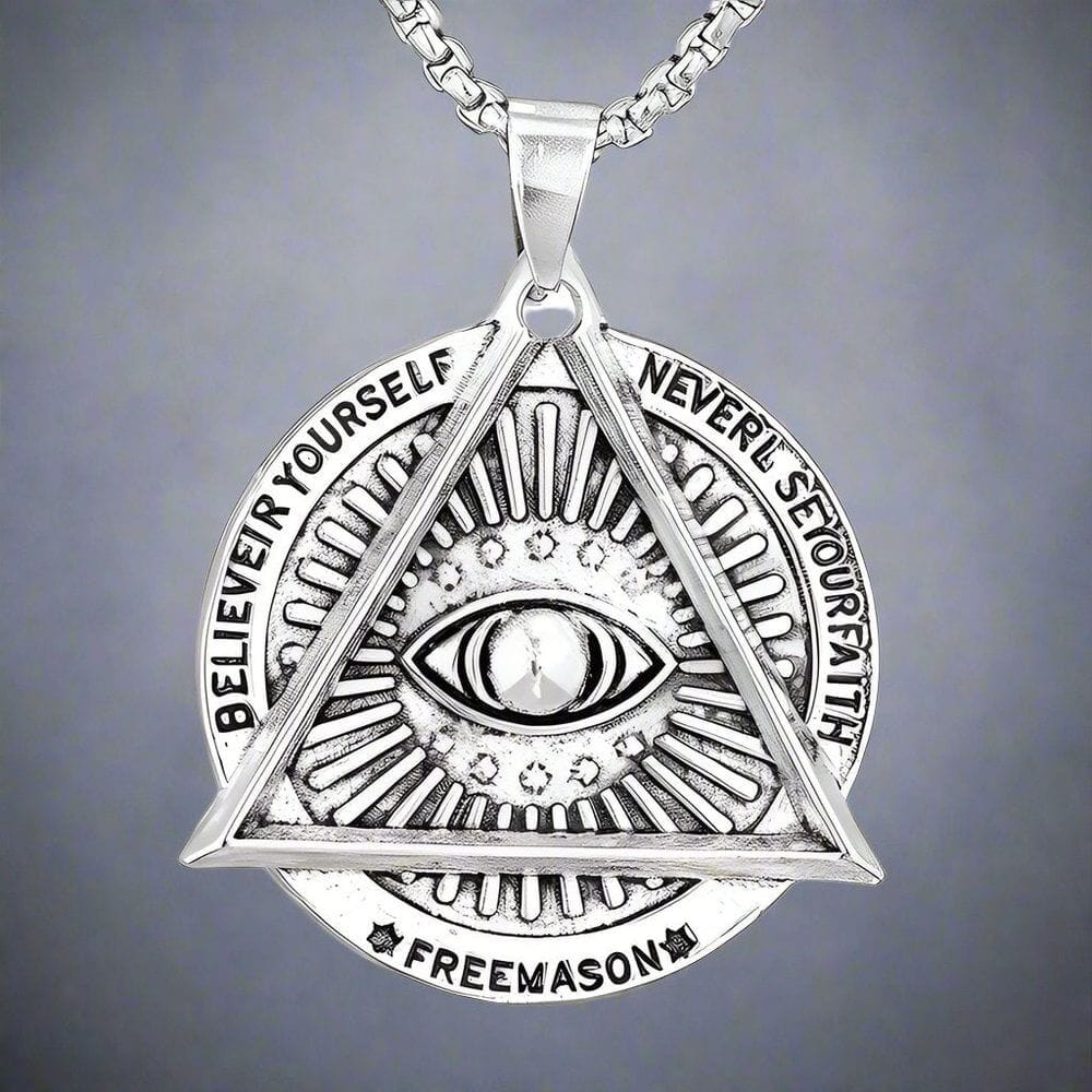 MASONIC EYE - Alloy Pendant with Pure Stainless Steel  Round Box Chain, European trending Style for Men & Boys (24 inch) - THE MEN THING