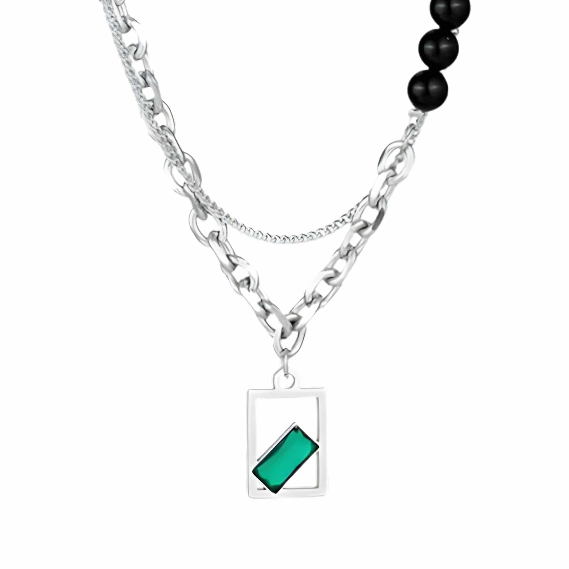 MATRIX EMERALD - 16mm Titanium Steel Pendant with 22inch Chain for Men & Boys with adjustable cable chain — SS Pendant/ Necklace for Men | THE MEN THING