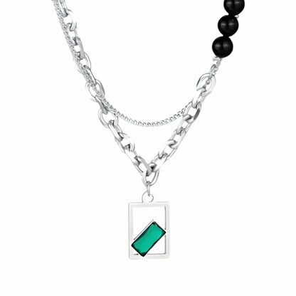 MATRIX EMERALD - 16mm Titanium Steel Pendant with 22inch Chain for Men & Boys with adjustable cable chain — SS Pendant/ Necklace for Men | THE MEN THING