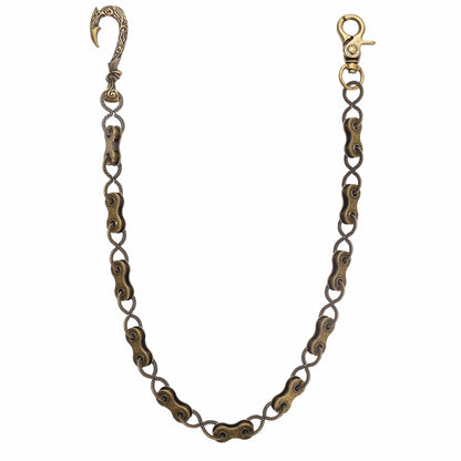 MECHLINK - Antique Gold 12mm Titanium Steel Skull Heavy Biker Chain for Jeans with Lobster Clasps for Men & Boys - 20 inch - THE MEN THING