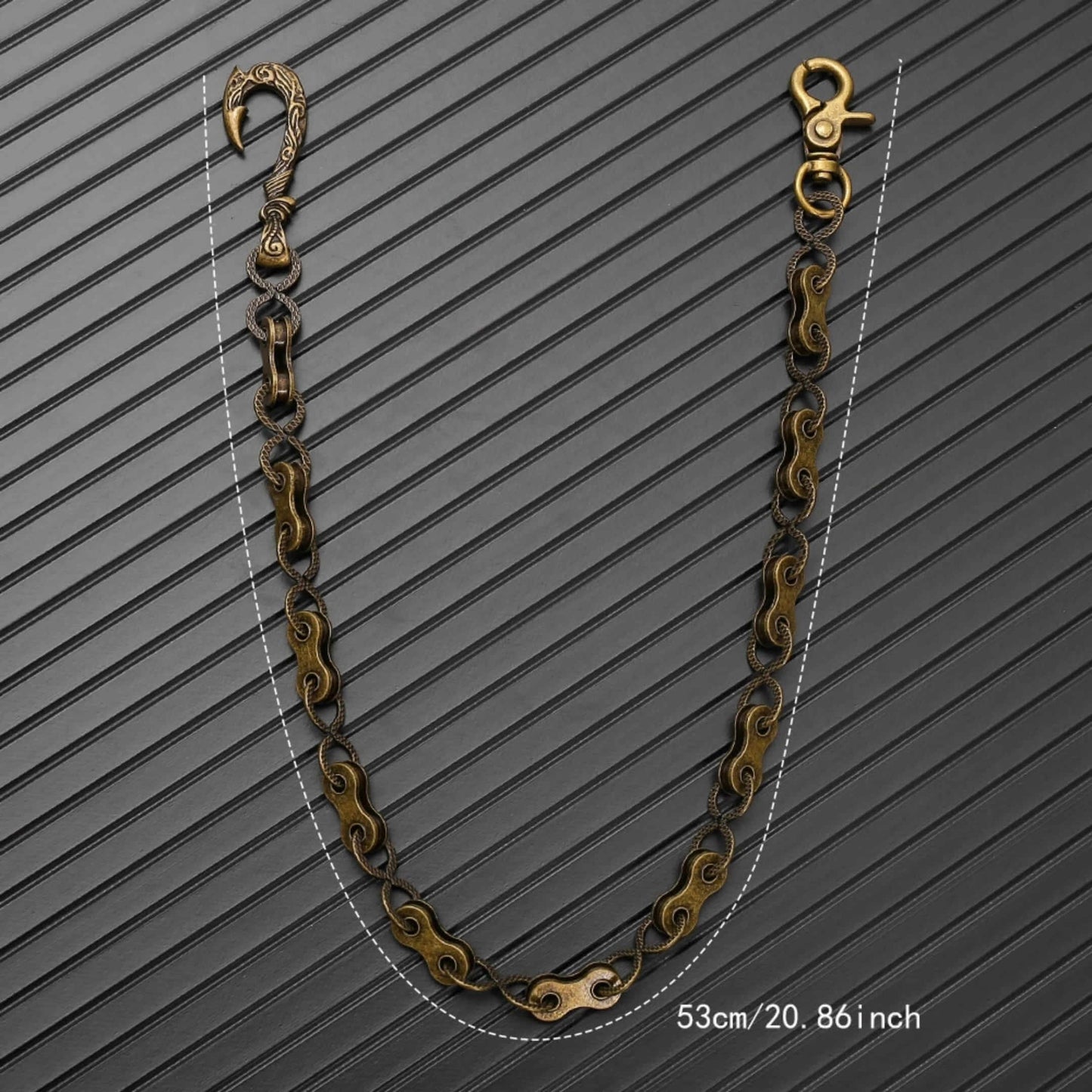 MECHLINK - Antique Gold 12mm Titanium Steel Skull Heavy Biker Chain for Jeans with Lobster Clasps for Men & Boys - 20 inch - THE MEN THING