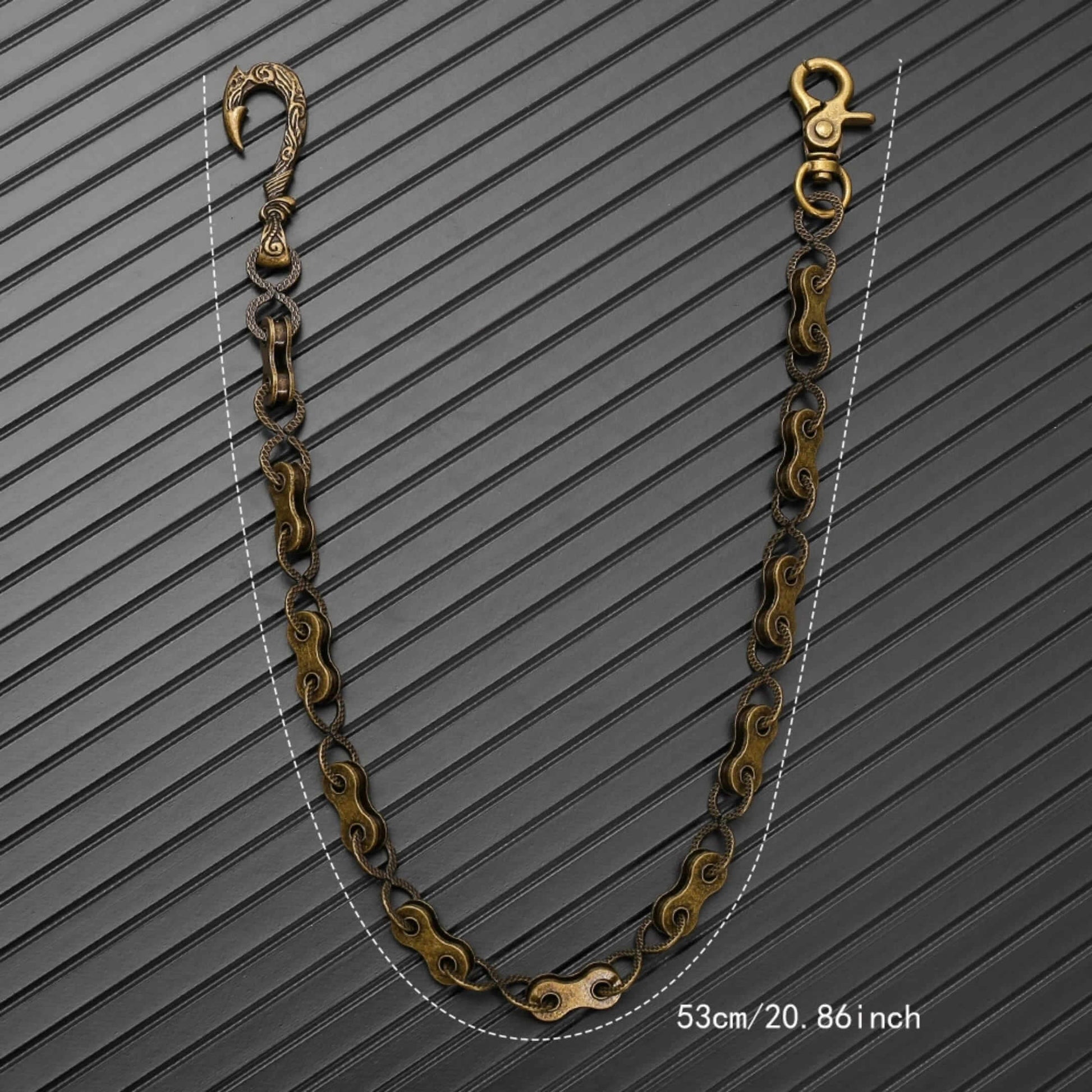 MECHLINK - Antique Gold 12mm Titanium Steel Skull Heavy Biker Chain for Jeans with Lobster Clasps for Men & Boys - 20 inch - THE MEN THING