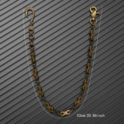 MECHLINK - Antique Gold 12mm Titanium Steel Skull Heavy Biker Chain for Jeans with Lobster Clasps for Men & Boys - 20 inch - THE MEN THING