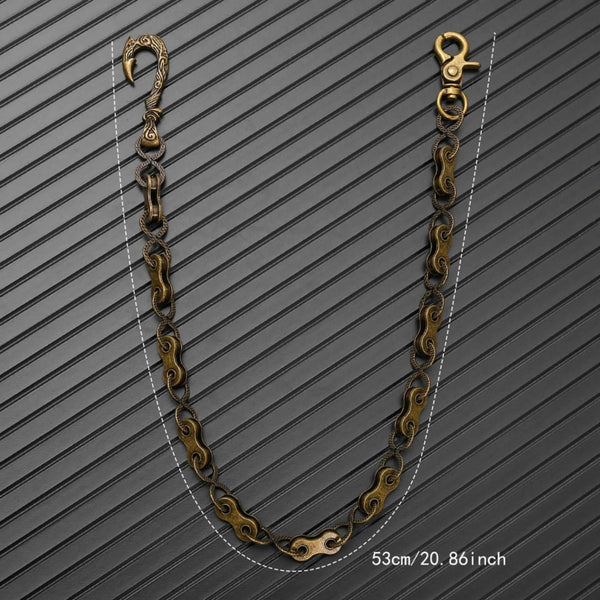 MECHLINK - Antique Gold 12mm Titanium Steel Skull Heavy Biker Chain for Jeans with Lobster Clasps for Men & Boys - 20 inch