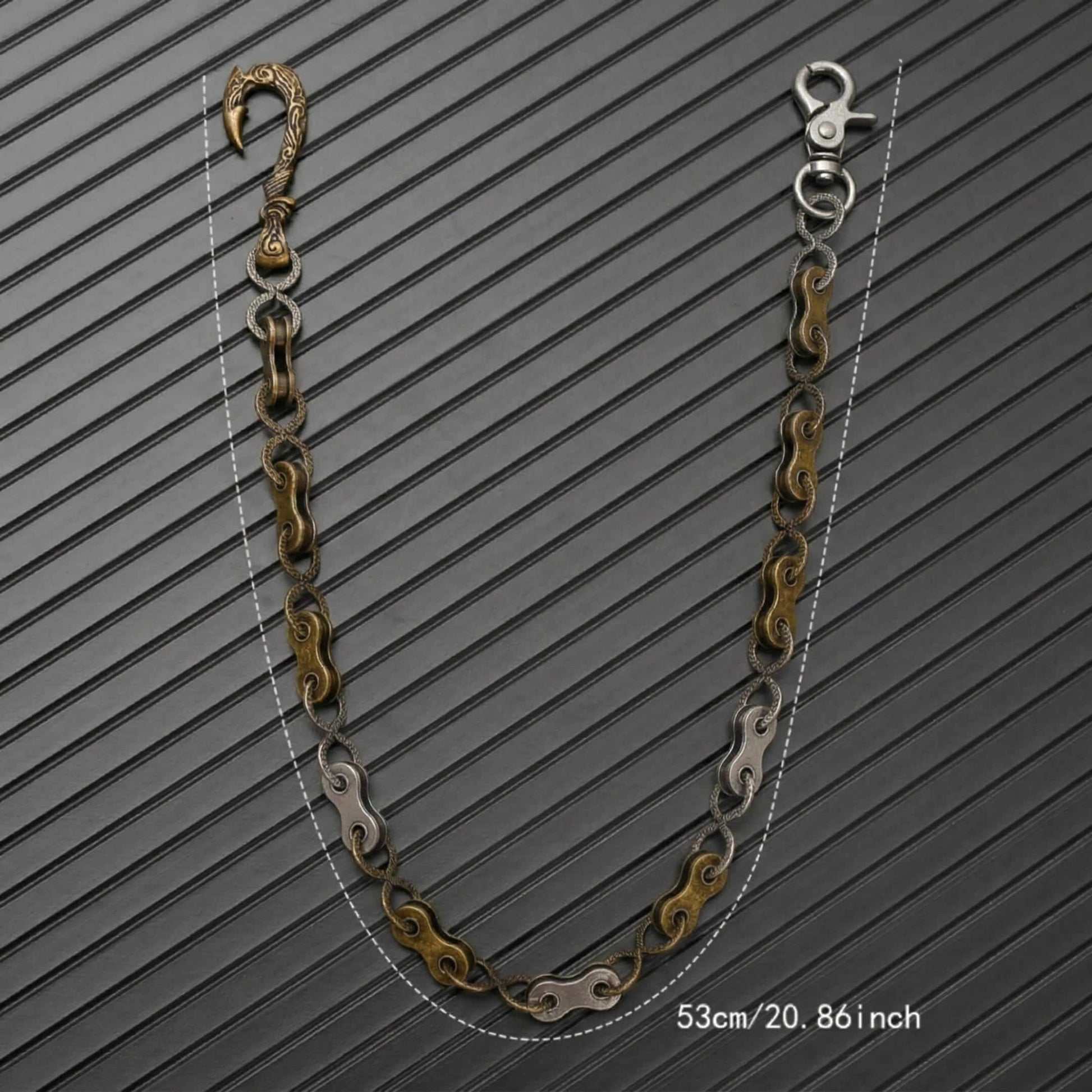 MECHLINK - Antique Steel Gold 12mm Titanium Steel Skull Heavy Biker Chain for Jeans with Lobster Clasps for Men & Boys - 20 inch — Biker Fashion for Men | THE MEN THING