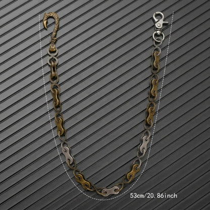 MECHLINK - Antique Steel Gold 12mm Titanium Steel Skull Heavy Biker Chain for Jeans with Lobster Clasps for Men & Boys - 20 inch — Biker Fashion for Men | THE MEN THING