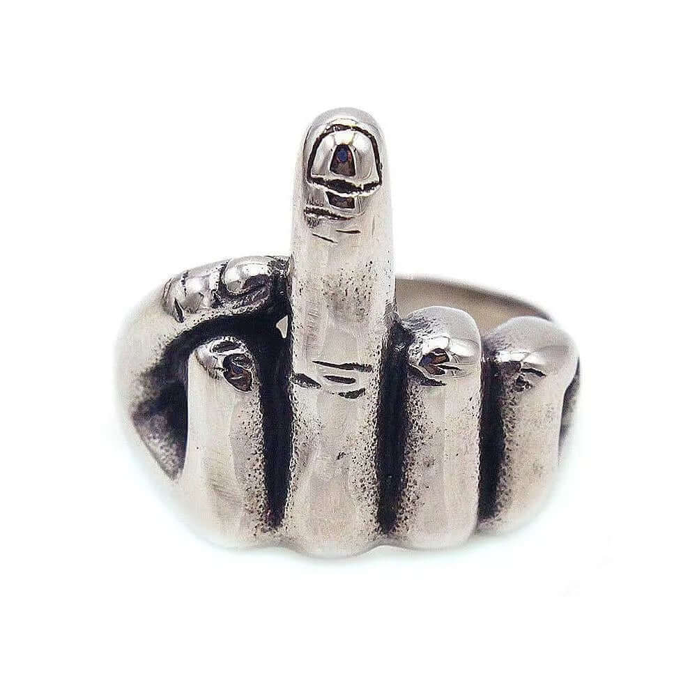 MIDDLE FINGER - Titanium Steel Ring for Men (Size, 17-21- 24) - THE MEN THING