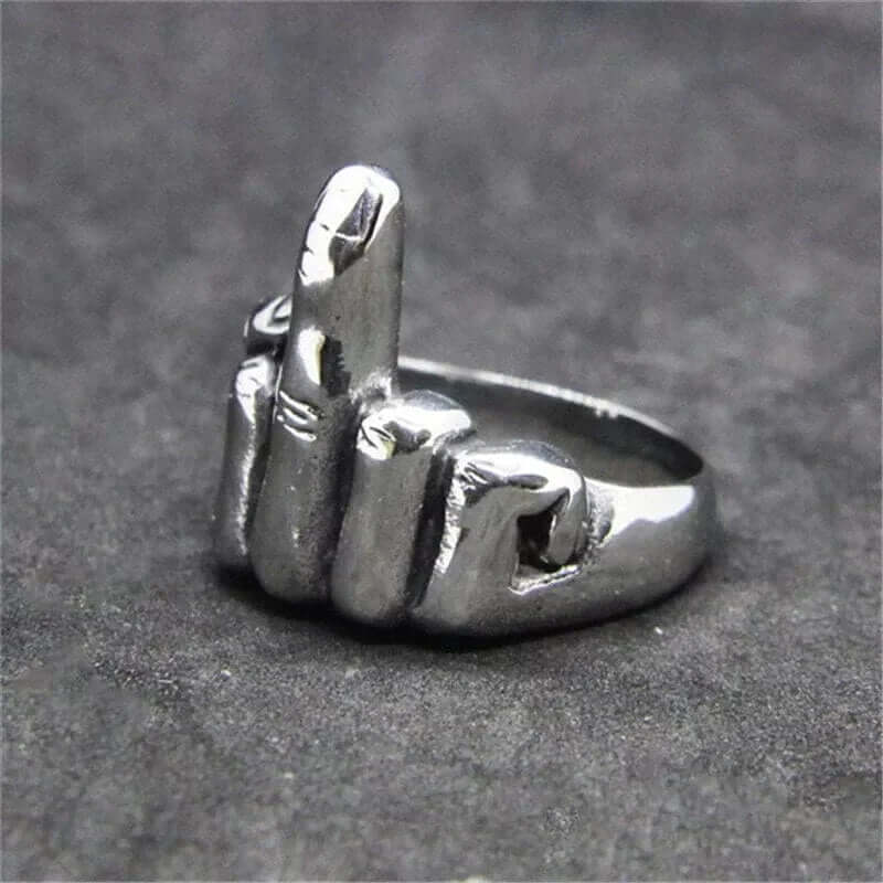 MIDDLE FINGER - Titanium Steel Ring for Men (Size, 17-21- 24) - THE MEN THING