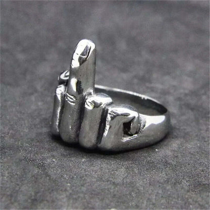 MIDDLE FINGER - Titanium Steel Ring for Men (Size, 17-21- 24) - THE MEN THING
