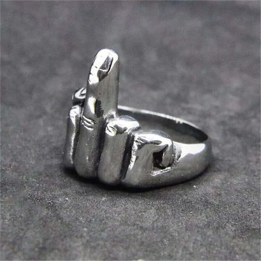 MIDDLE FINGER - Titanium Steel Ring for Men (Size, 17-21- 24) - THE MEN THING