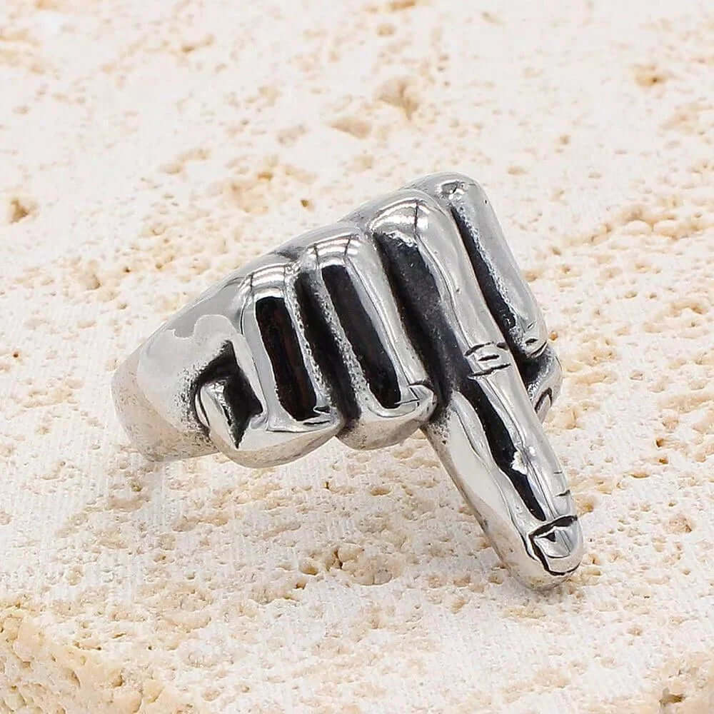 MIDDLE FINGER - Titanium Steel Ring for Men (Size, 17-21- 24) - THE MEN THING