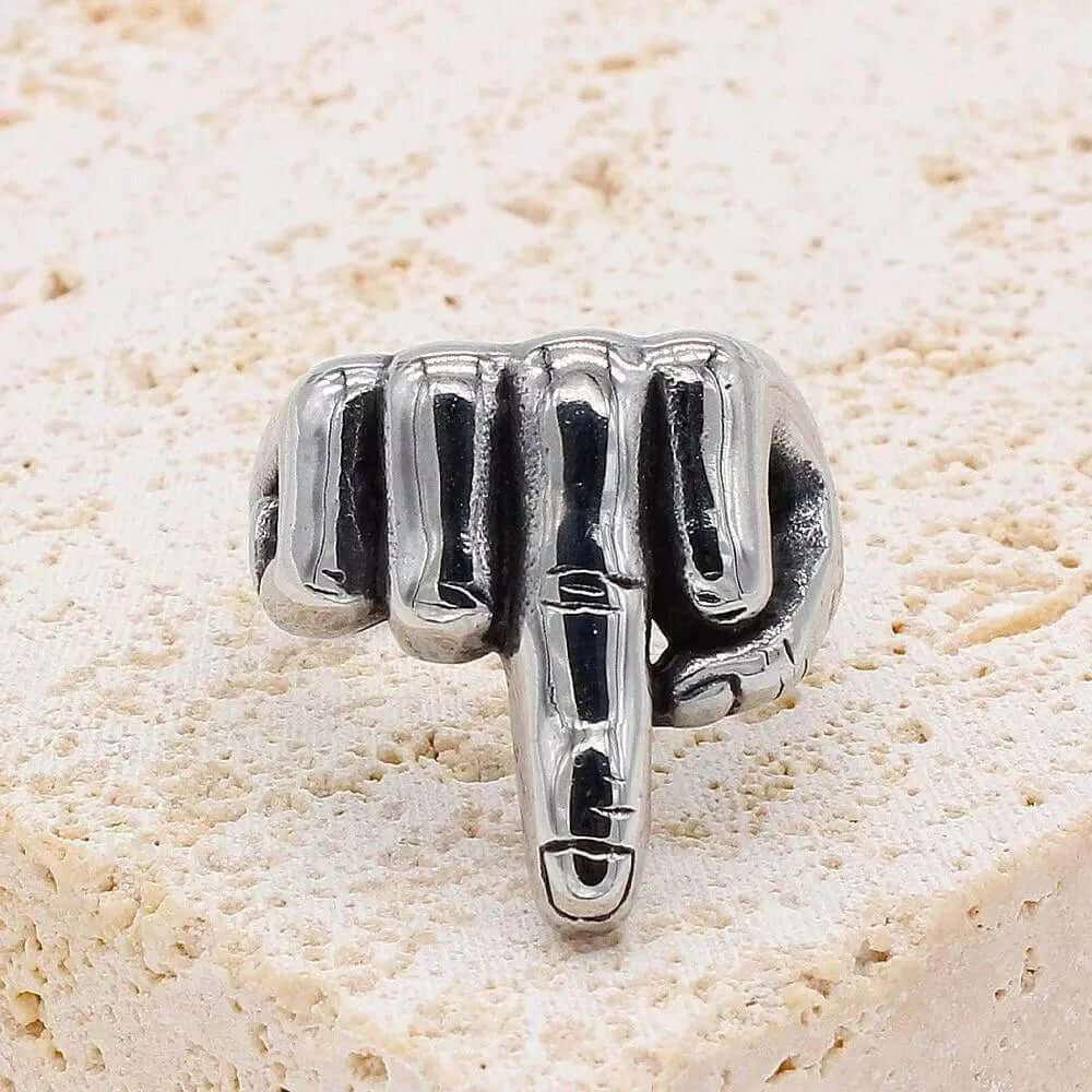 MIDDLE FINGER - Titanium Steel Ring for Men (Size, 17-21- 24) - THE MEN THING