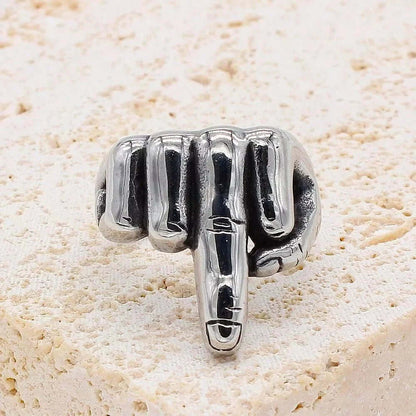 MIDDLE FINGER - Titanium Steel Ring for Men (Size, 17-21- 24) - THE MEN THING