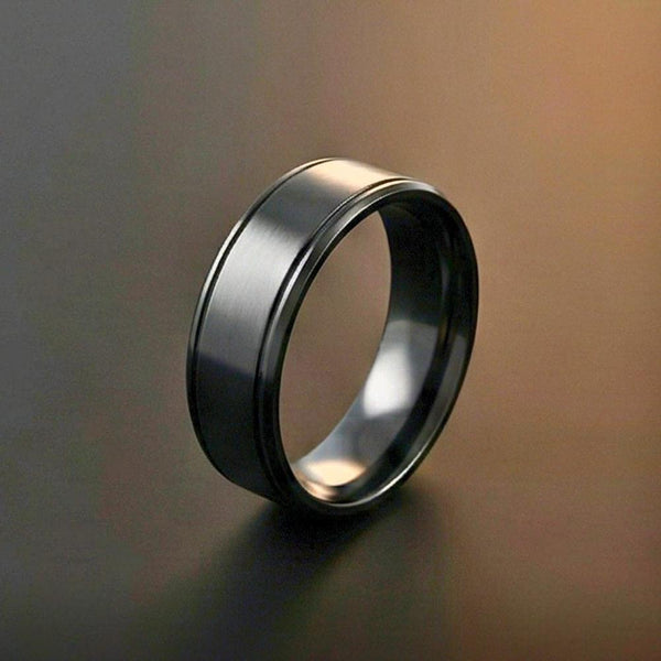 MIDNIGHT ECLIPSE BLACK RING - Pure Stainless Steel Men’s Black Plated Ring (Size : 17-22-27)