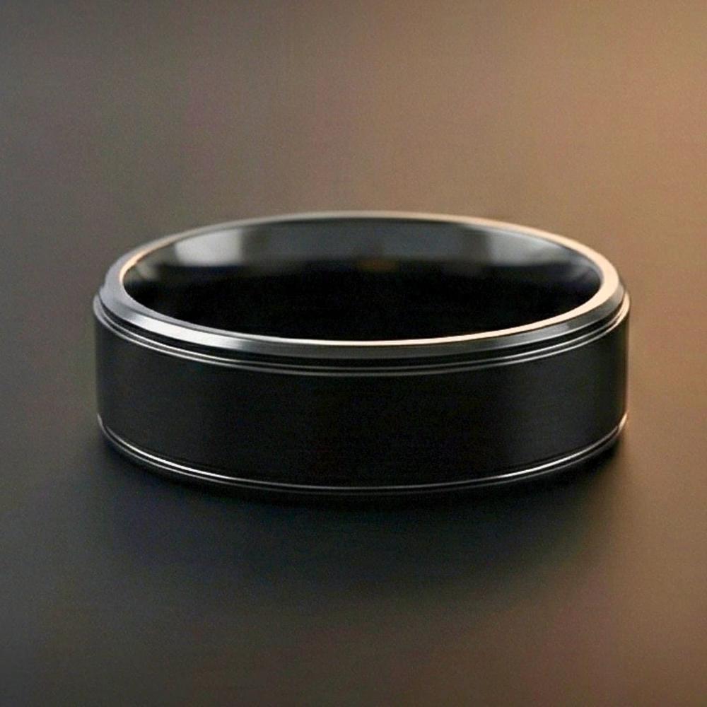 MIDNIGHT ECLIPSE BLACK RING - Pure Stainless Steel Men’s Black Plated Ring (Size : 17-22-27) - THE MEN THING