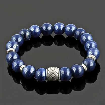 MIDNIGHT NOVA - 12mm Beads Bracelet with Natural Stone - Adjustable Bracelet - THE MEN THING