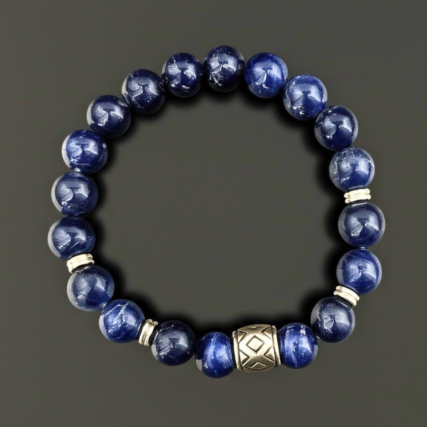 MIDNIGHT NOVA - 12mm Beads Bracelet with Natural Stone - Adjustable Bracelet - THE MEN THING