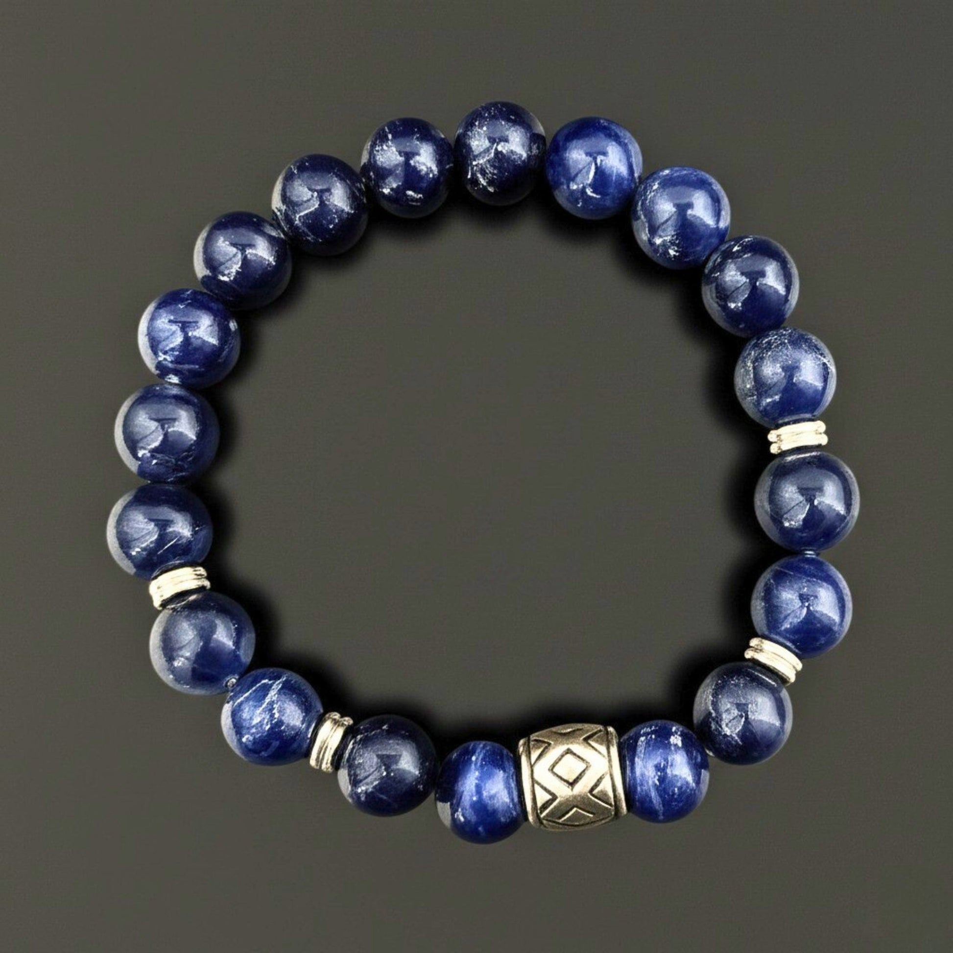 MIDNIGHT NOVA - 12mm Beads Bracelet with Natural Stone - Adjustable Bracelet - THE MEN THING