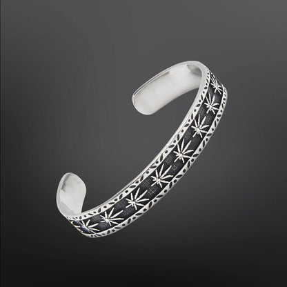 MIDNIGHT STELLAR - Pure Stainless Steel Open Bangle Bracelet (Adjustable) for Men & Boys - THE MEN THING