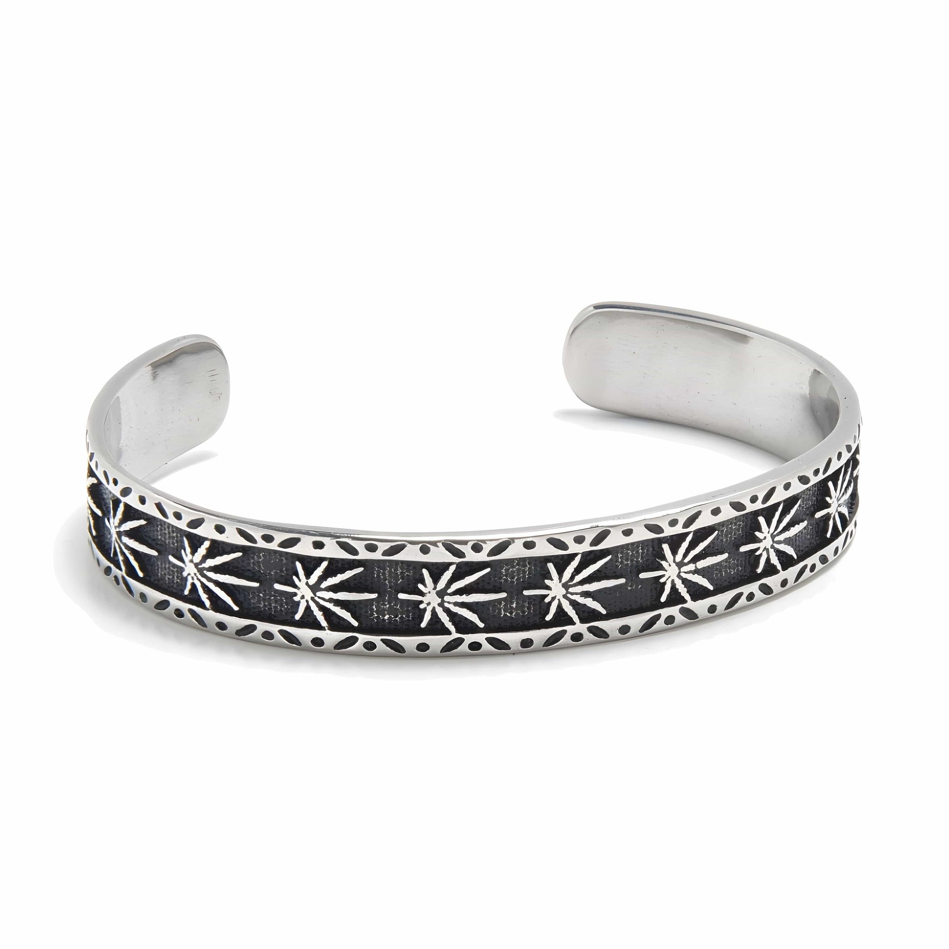 MIDNIGHT STELLAR - Pure Stainless Steel Open Bangle Bracelet (Adjustable) for Men & Boys - THE MEN THING