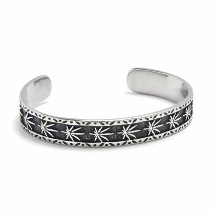 MIDNIGHT STELLAR - Pure Stainless Steel Open Bangle Bracelet (Adjustable) for Men & Boys - THE MEN THING