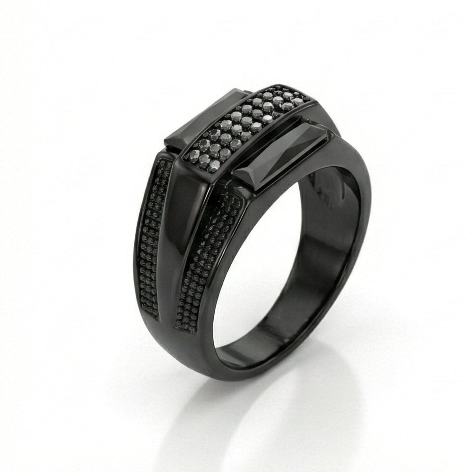 MONARCH BLACK STONE - Pure Stainless Steel Men’s Black Plated Ring (Size : 17-22-27 ) - THE MEN THING