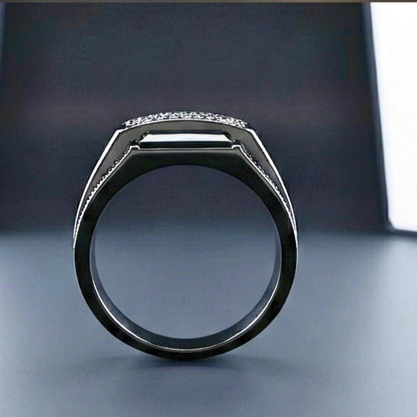 MONARCH BLACK STONE - Pure Stainless Steel Men’s Black Plated Ring (Size : 17-22-27 ) - THE MEN THING