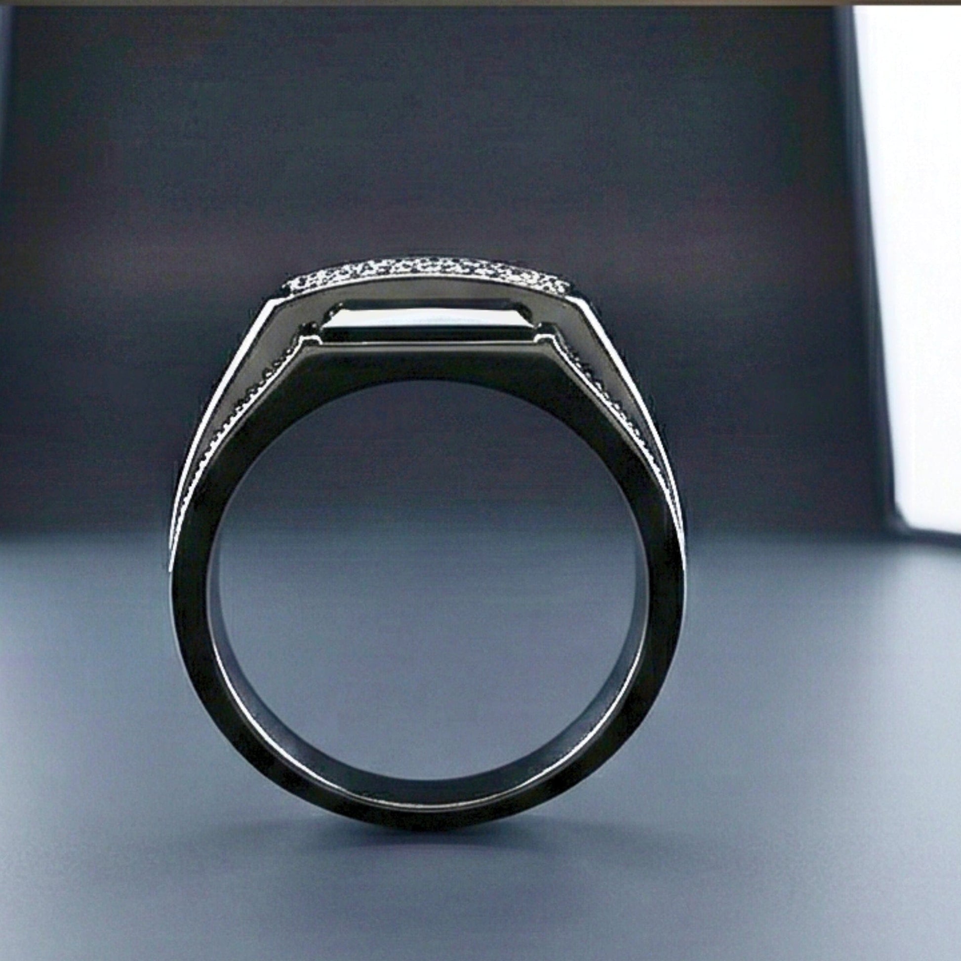 MONARCH BLACK STONE - Pure Stainless Steel Men’s Black Plated Ring (Size : 17-22-27 ) - THE MEN THING